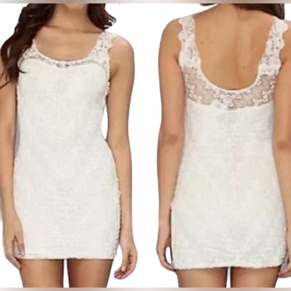 Free People Foiled Again mini dress in ivory ONLY size medium